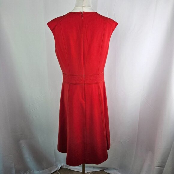 Tory Burch Megan A-Line Red Wool Blend A-Line Dress Cap Sleeves Size 10 - Picture 6 of 11